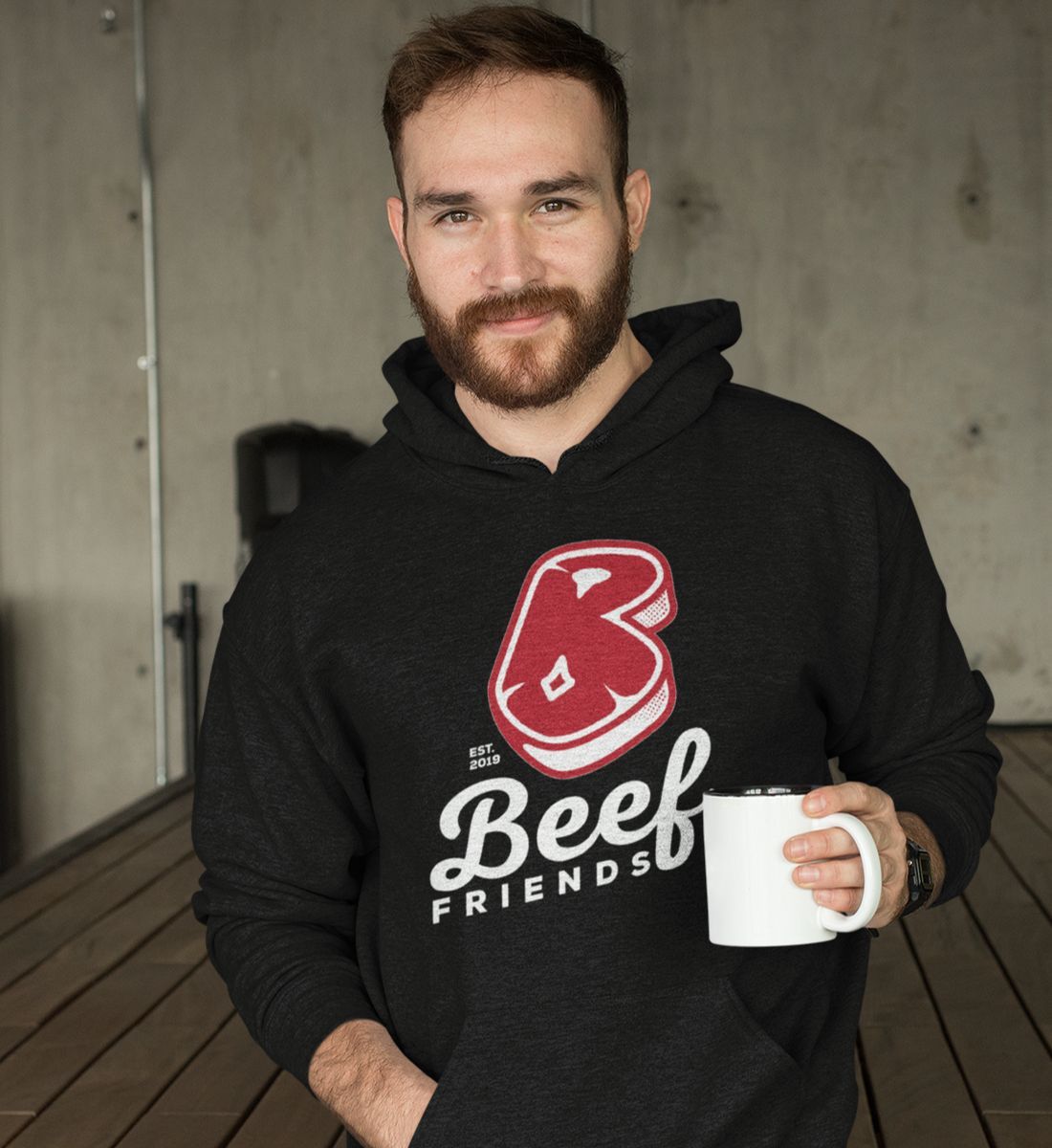 Das "Mutter-Logo" von Beef Friends Premium BBQ  - Unisex Kapuzenpullover Hoodie
